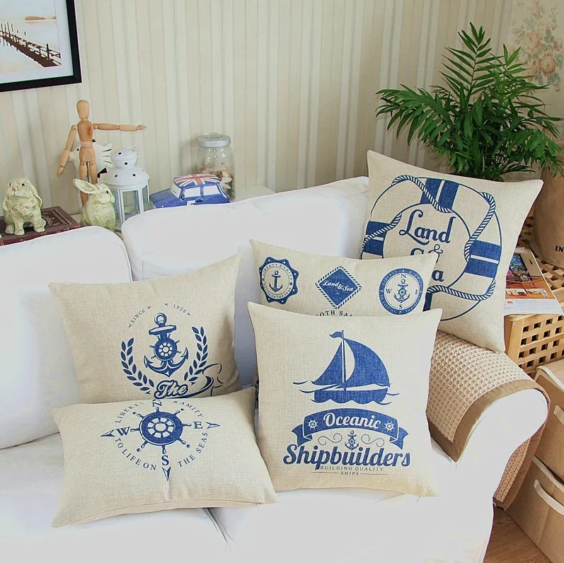Средиземноморская Геометрическая Подушка льняная хлопковая Подушка для офиса автомобиля домашний декор для дивана подушки