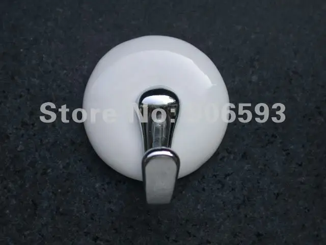 10pcs lot free shipping milk white porcelain 3M sticky hook\bathroom hook\coat hook