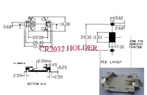 5000 шт./лот,, smt CR2032 держатель батареи, cr2032-6er/bs-6 батареи клипы DHL Fedex