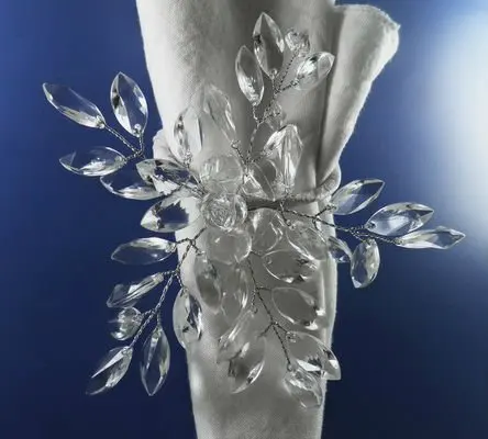 Кристалл Алмазный лист дешевые кольца для салфеток прозрачный лист цветок, держатель для салфеток для свадьбы
