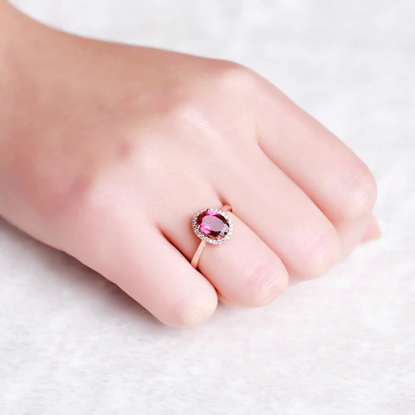 ZOCAI ЗОДИАК драгоценный камень пожарные знаки знаменитостей Природный 1.43CT RUBELLITE красный турмалин бриллиантовое коктейльное кольцо 18 К розовое золото W03412