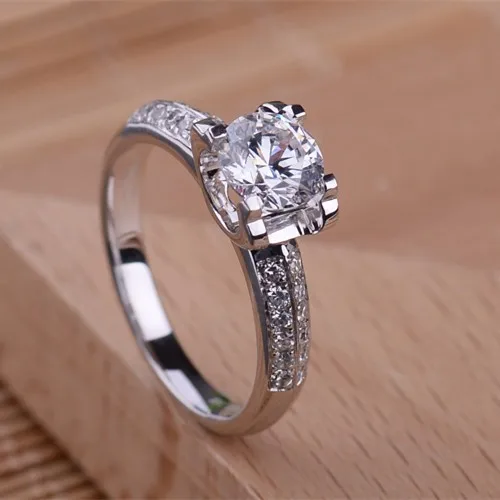 2CT синтетические бриллианты Женское Обручальное Кольцо 18 карат белый золотой чехол Твердое Серебро хорошее обручальное ювелирное изделие