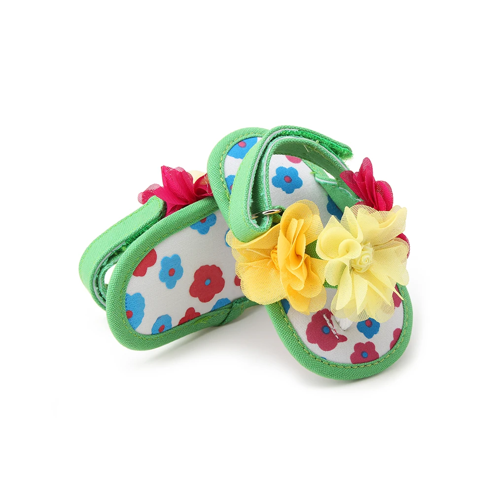 Delebao Newdsign Baby Sandals Yellow Flower Cotton Soft Sole Summer Sandals For 0-18 Months Baby Shoes