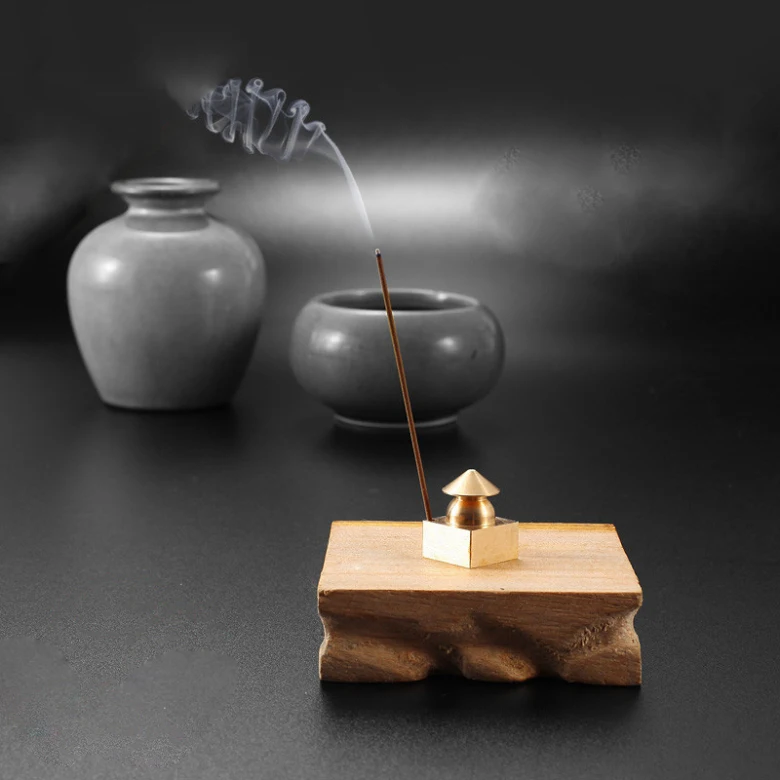 Pure Brass Bamboo Hat Shaped Incense Base, Cone Incense Mould, Golden