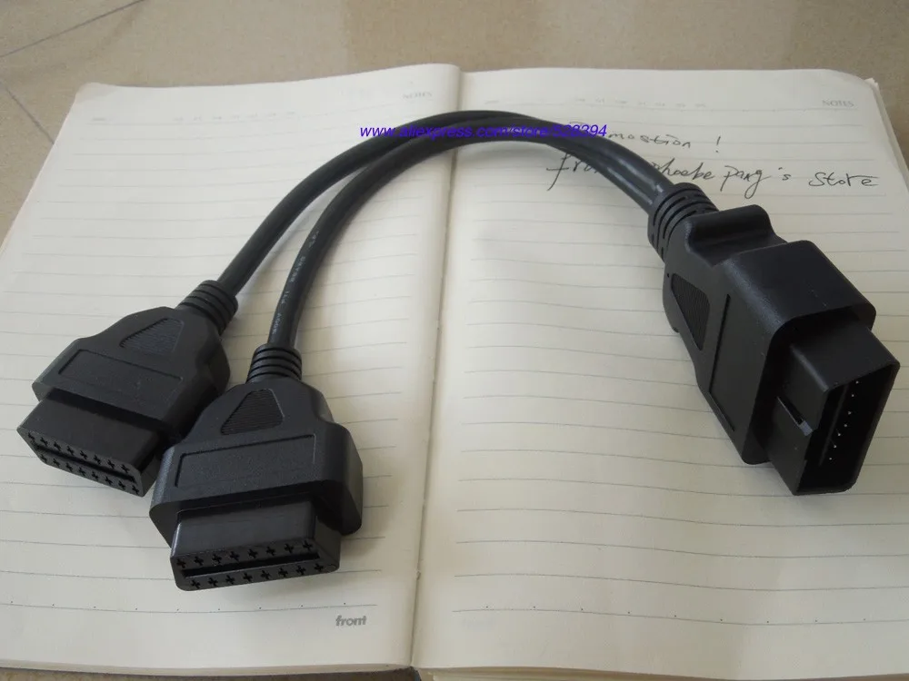 OBD ii кабель 16 Pin OBD 2 разветвитель Удлинительный Кабель-адаптер штекер Двойной Женский Y разъем obd2 расширенный интерфейс линии