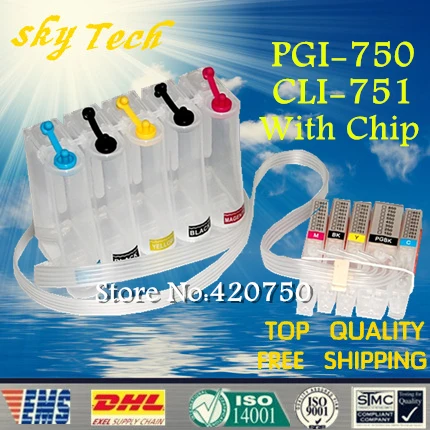 5 цветов Пустые СНПЧ костюм для pgi750 cli751, СНПЧ для Canon ip7270 mg5470 mx927 mx727 ix6770 mg5570 и т. д., с ARC чипов