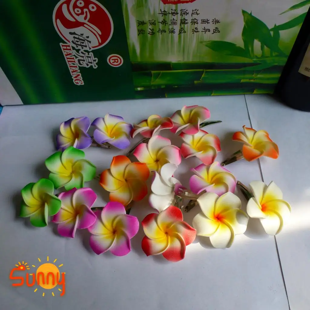 50 Красный Пена Гавайская Плюмерия цветок Frangipani цветы свадебные зажим для волос 4.5 см