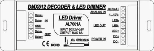 DMX декодер и 0-10 в диммер Светодиодный драйвер 1 канал DC12-24V постоянного напряжения Макс выход 360 Вт Модель: AL7001A