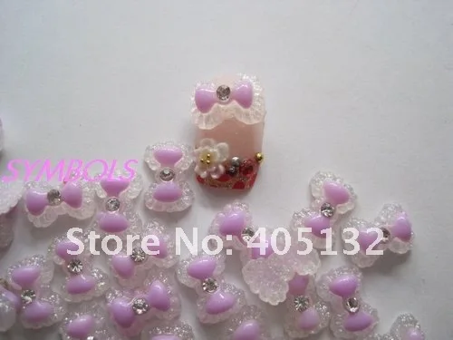 rbr-14-5 Wholesale 200pcs/bag Purple Resin Double Bowknot Nail Art Decoration Cellphone Decoration Bow Decoration