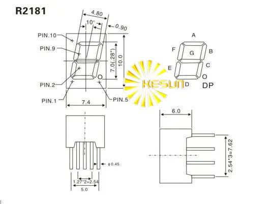 Бесплатная доставка 20 шт. x 0,28 дюйм(ов) красный 2181AS 2181BS 10Pin общий анод/катод Одноместный Цифровая труба светодиодный Дисплей модуль