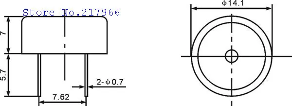 Пассивный пьезоэлектрический зуммер диаметром 14 мм* 7 мм, вызываемый от 7,6 мм высотой