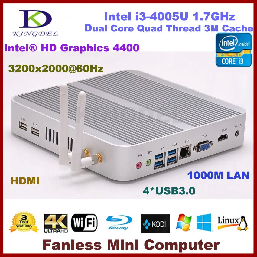 Бесплатная доставка безвентиляторный i3 промышленный ПК Intel 4005U 4010U Barebone
