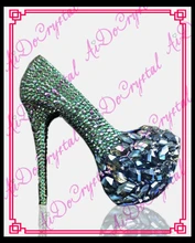 Aidocrystal Kostenloser Versand designer schuhe frauen luxus 2016 königsblau kristall frauen schuhe high heel frauen pumpen
