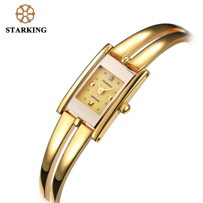 

STARKING Luxury Brand Fashion Women Quartz Watch Gold Bracelet Watch Retro Luxury Design Rectangle Simple Wrist Watches BL0258
