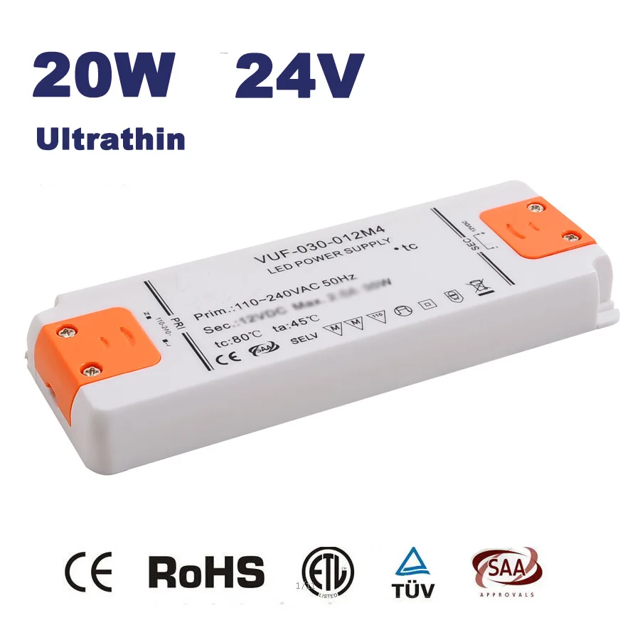

20W 220V 230V 240V to DC 24V Led Transformer Power Supply LED Driver Adapter for Led Light CE RoHS SAA