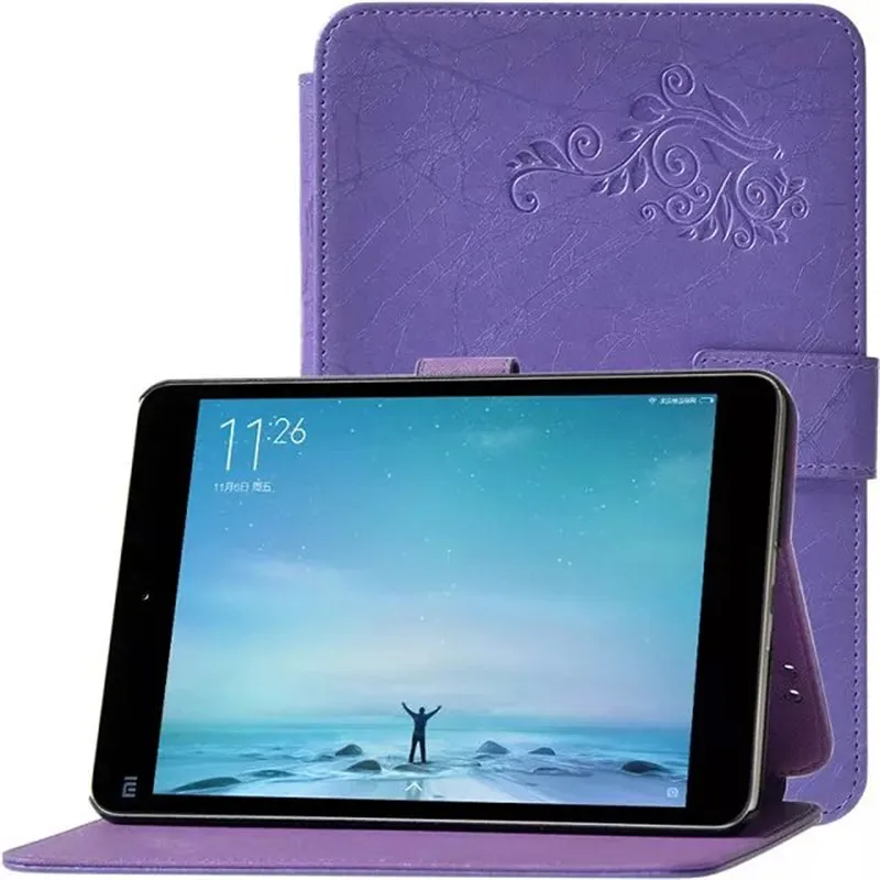 Purple Чехол mi pad с 3 цветными рисунками для Xiaomi mi pad 2, умный чехол, ультра-тонкий чехол с подставкой 7,", Чехол для планшетного ПК с функцией автоматического пробуждения и сна - Цвет: Purple