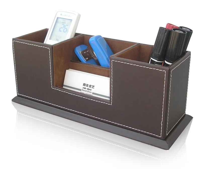 Organisateur de Fournitures cosm/étiques de Bureau en Cuir PU en m/étal bo/îte de Rangement de Bureau Portable pour Papeterie t/él/éphone Portable Tablette Stylo Grand Panier de Rangement Ensemble