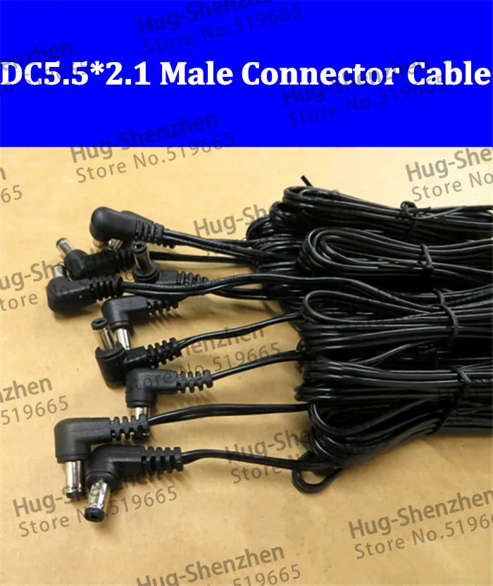 High quality 1.2M DC5.5*2.1 male 90degree connector cable for DC monitoring power cable-10pcs