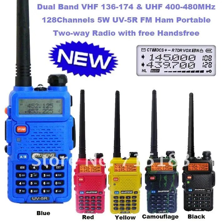 Горячий Baofeng UV-5R Dual band двухстороннее радио с наушником Baofeng UV5R 5 Вт 128CH FM VOX UHF+ VHF Портативный иди и болтай walkie talkie