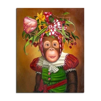 

The Funny Flowers Monkey Diy Diamond Painting Resin Cabochon Square Drill Full Embroidery Home Decorative Diamond Puzzle