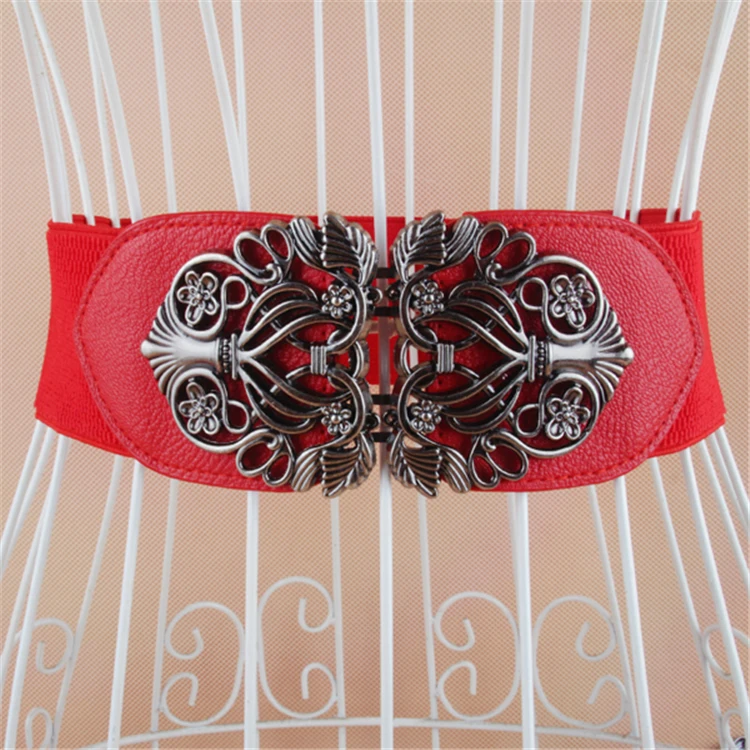 2017 Женский ремень из металла и кожи с двойным сердцем эластичная Пряжка