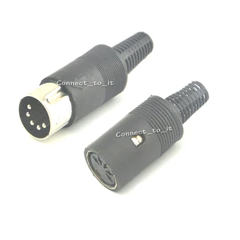 

10 Pieces DIN Plug Connector 5 Pin with Plastic Handle & DIN Plug Female Connector 5 Pin with Plastic Handle