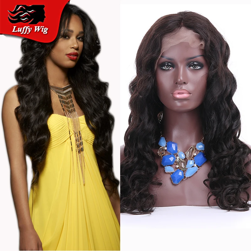 

Top Quality Unprocessed Virgin Brazilian Body Wave Full Lace Wigs With Baby Hair Middle Part Wavy Human Hair Wigs Free Shipping