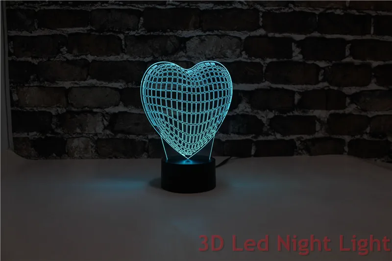 3D Vision Illusion Sweet Heart Предметы Прикладного Искусства Привело Ночные Огни с FCC и RoHS Сертификат YJM-2910