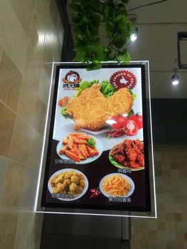 

Single Sided Acrylic Frame Advertising Display Light Box,Cable Hanging Restaraunt Menu Lighted Up Signs
