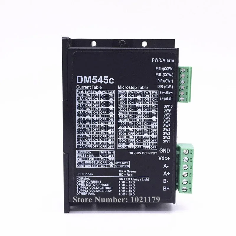 DM545C 57 86 Драйвер шагового двигателя 1.0A-4.5A 18-90VDC драйвер двигателя для Nema 23 34 шагового двигателя