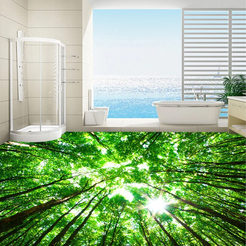 Пользовательские напольное фотопокрытие обои 3D природа пейзаж лес настенная спальня гостиная ПВХ самоклеющиеся пол обои