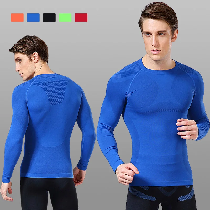 

Men Compression Long Sleeve Sports Tight Shirts Base Layer Tees Under Skin Long Sleeve quick dry breathable O-neck Sport Gear