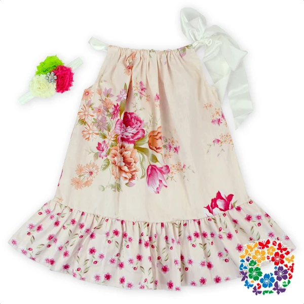 Vintage flower children boutique clothes 2 year old girl dress, casual