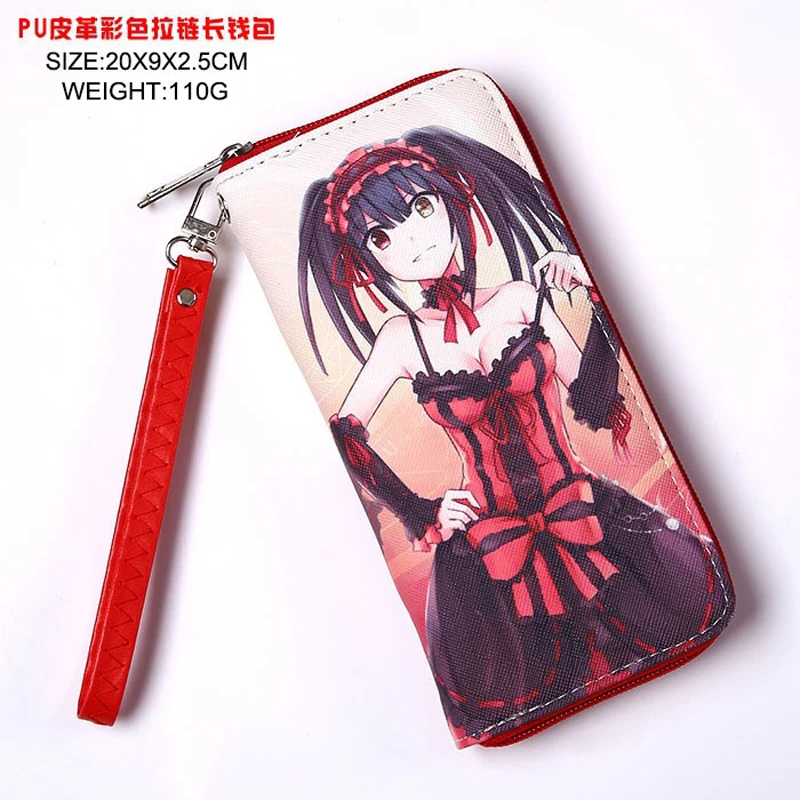 

Tokisaki Kurumi Cool PU Wallet Anime Date A Live Long Style Purse With Zipper Design Card Holder Money Bag for Gift