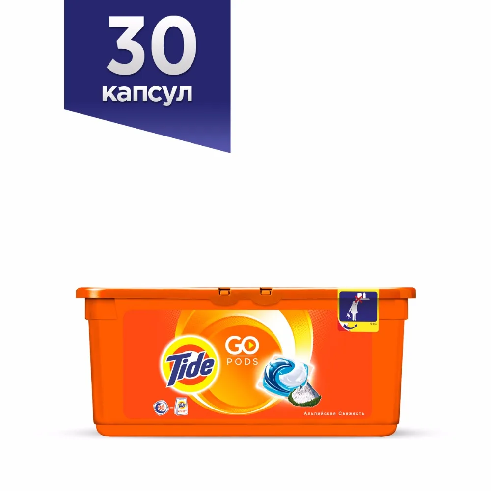 Washing Powder Capsules Tide Alpine Fresh Pods (30 Tablets) Laundry