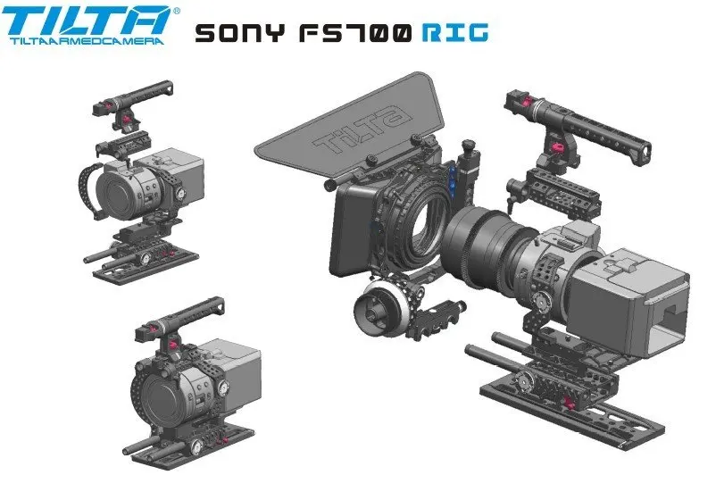 Tilta 19 мм FS700 Pro Рог комплект камеры клетка+ Cine Dual Follow Focus+ 4*5.65 углерода матовой коробка для Sony FS700