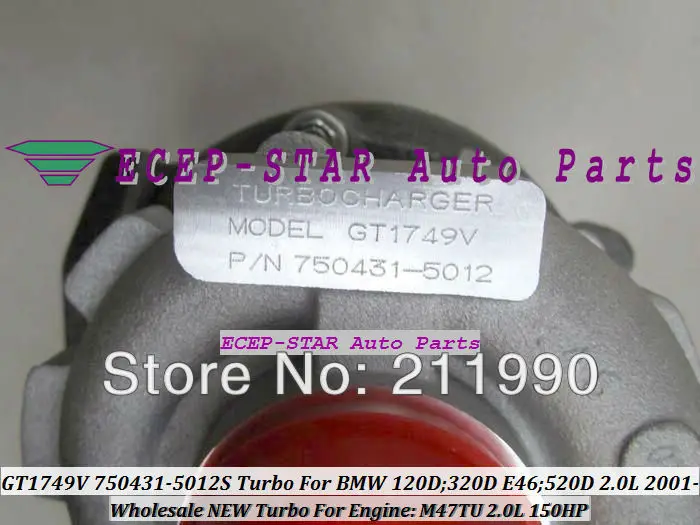 GT1749V 750431-5012 S 750431-5009 S 750431 7794144E03 7794144E09 7787626 Turbo для BMW 120D 320D E46 520D компактный M47TU 2.0L 150HP