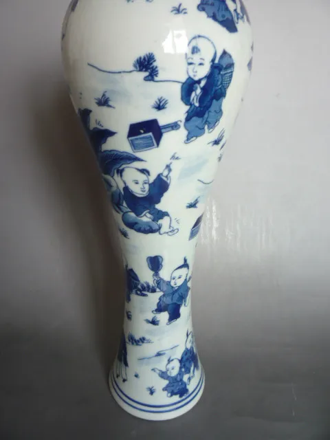 Редкие Цяньлун (1711-1799) Цинхуа porcelainchildren игровая диаграмма ваза, лучшая коллекция и украшения, Бесплатная доставка