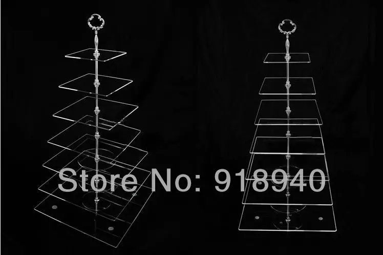 7 уровня Прозрачный акриловый квадратный Хрустальная подставка для торта Стекло Многоуровневое кекс стенд FedEx