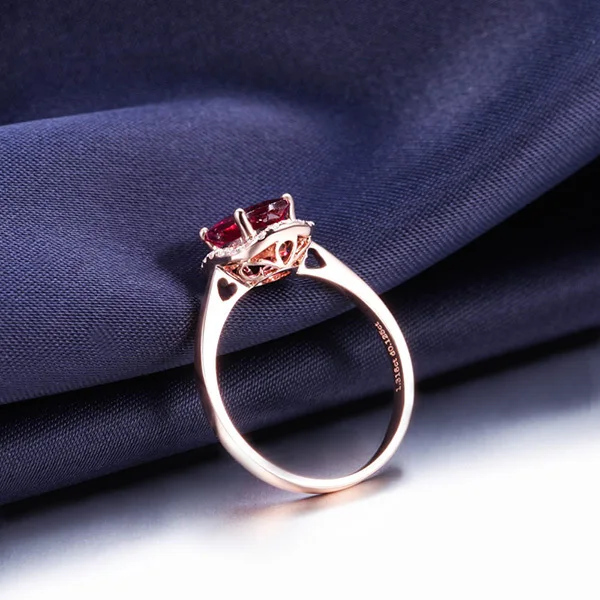 ZOCAI ЗОДИАК GEM огненных знаков Celebrity Природный 1.43CT Рубеллит RED турмалина алмаз коктейльное кольцо 18 К розовое золото W03412