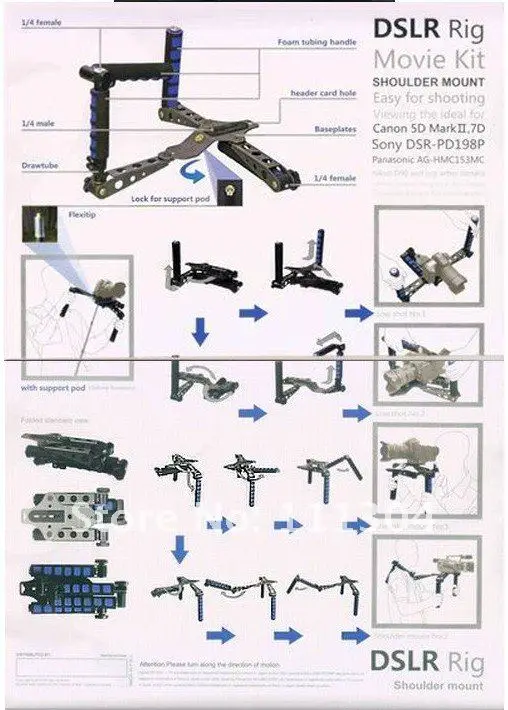 DSRL штатив видео фильм Комплект плеча стабилизатор держатель для пленки DV камера Canon sony Nikon, Panasonic 5d mark iii 6d 7d d810