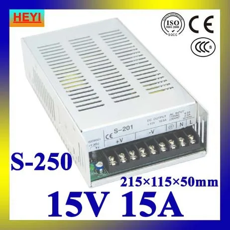 Индикатор питания 15 В 15A 100 ~ 120 В/200 ~ 240 В вход переменного тока однополюсный импульсный источник питания 250 Вт 15 В трансформатор