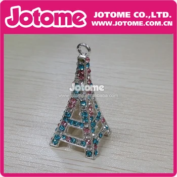 

100pcs/lot / Eiffel Tower/La Tour Eiffel Crystal Rhienstone 3D Charm Pendant for Necklace/Bracelet