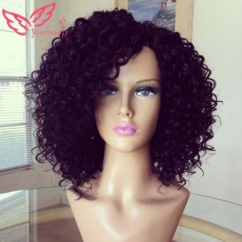 Перуанский полный парики глубоко фигурные человеческих волос для чернокожих