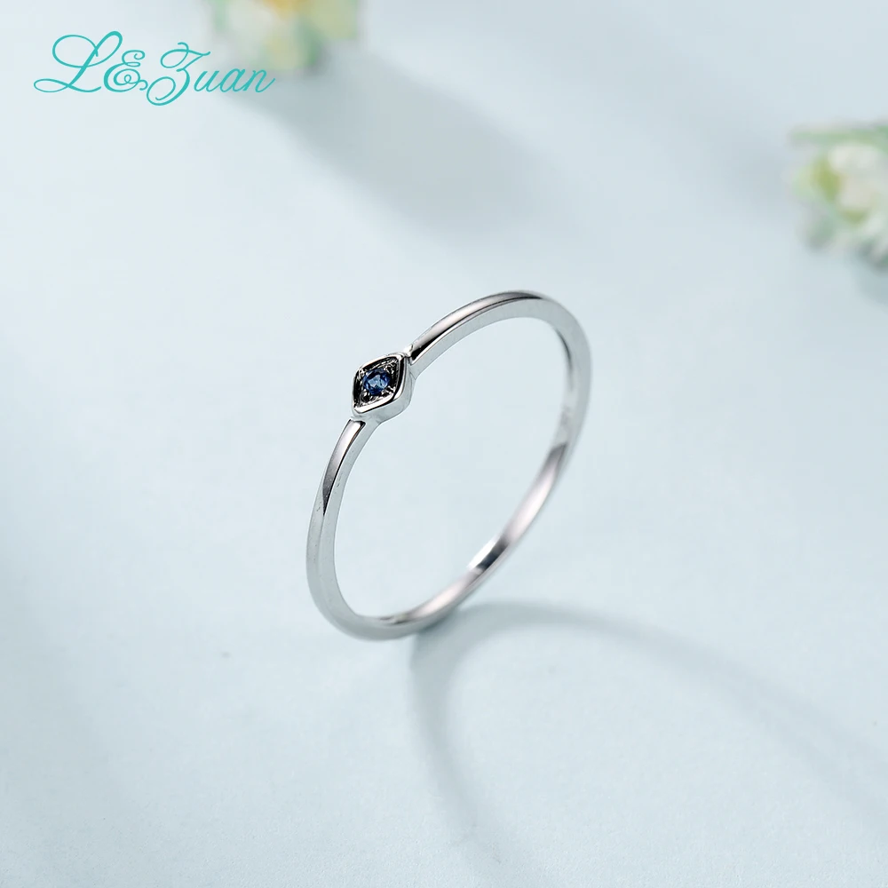 L& Zuan 14K розовое золото рубин 0,029ct натуральные маленькие тонкие кольца для женщин зеленый/синий/красный камень модные вечерние Кольца Ювелирные Украшения 0016-3