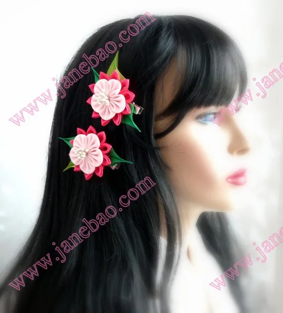 Новые 280 шт. " два слоя Kanzashi цветок заколки моды девушка Bow заколки
