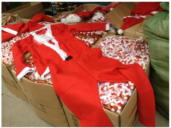 20 компл./лот! Взрослый Рождественский костюм/нетканый мужской костюм Санта Клауса 5 в 1 комплект(куртка, брюки, шляпа, борода, ремни