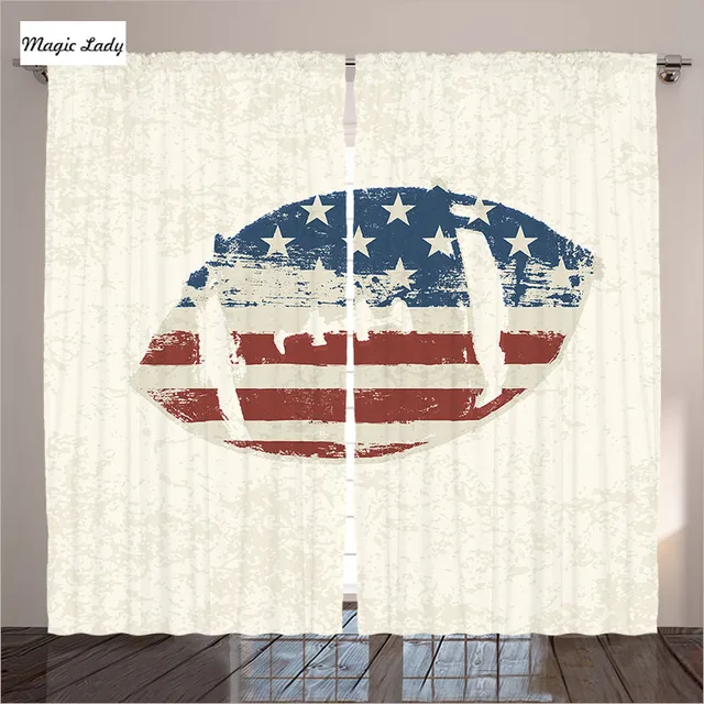 white curtains living room bedroom grunge american flag stitched