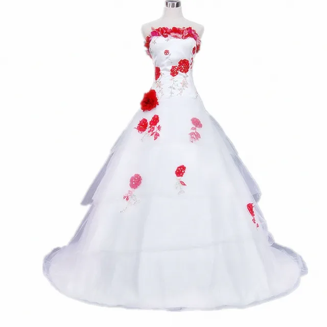 real photo vestidos de bola vestido sin tirantes de novia bordado de