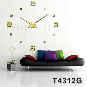 

DIY Large Wall Clock Living Room Decor 3D Mirror Wall Stickers Long Clock Hands Unique Wall Mounted Time Clocks